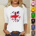 thumbnail image 4 of WREESH Womens Great Britain Uk Flag T-Shirts Casual 3/4 Sleeve T-Shirt Patriotic Basic Graphic Tees Blouse Round Neck Pullover Tops Gray, 4 of 5