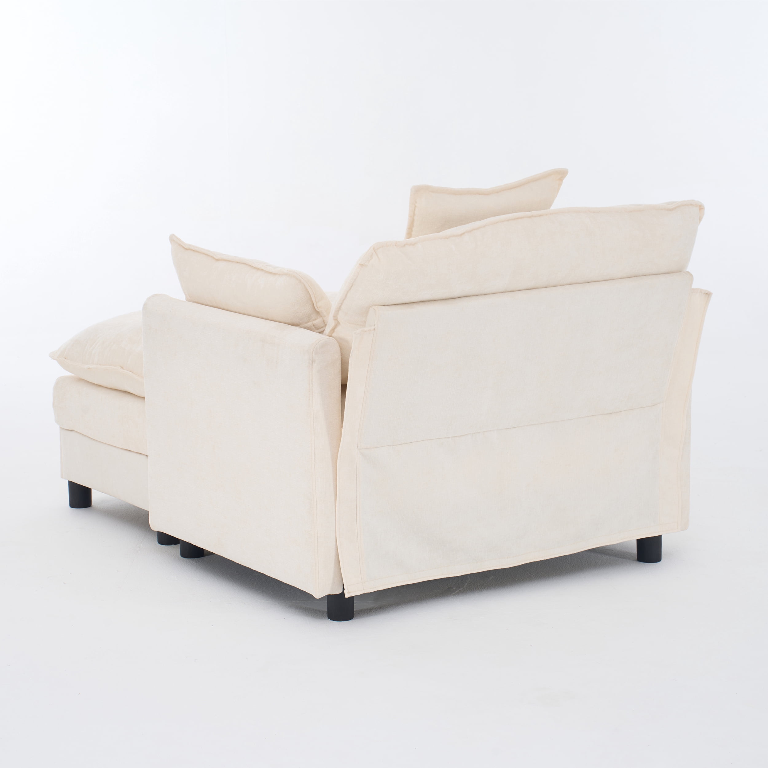 Aukfa 39.4" Oversized Accent Chair with Ottoman, Chenille Armchair Lounge Chairfor Living Room & Bedroom,Beige