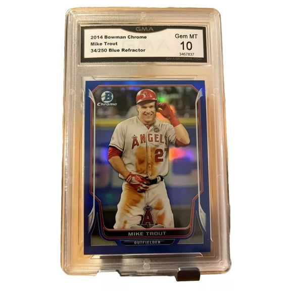 2014 Bowman Chrome MIKE TROUT #31 BLUE REFRACTOR /250 GMA 10