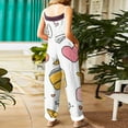 thumbnail image 4 of Fgvctg Valentine's Day Women's Jumpsuits Wide Leg Pant Dressy Overalls Love Heart Print Sleeveless Spaghetti Straps Jumpsuits Romper Bib Overalls Oversized Sprimg Pant With Pockets White XL, 4 of 4