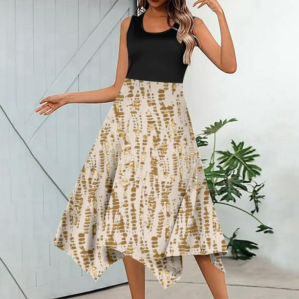 WILLBEST Vestido De Verano Para Mujer, Informal, Fluido, Floral, Elegante, Chaleco Largo