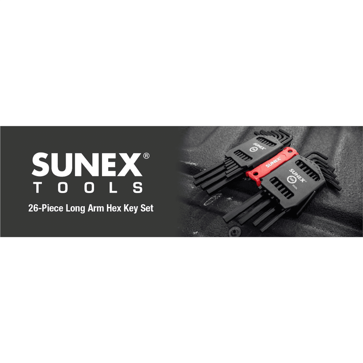 Sunex SAE/Metric 26 Piece Long Arm Hex Key Set, 2mm-10mm, 0.05"-3/8"