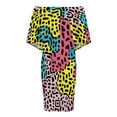 thumbnail image 4 of 90s Retro Memphis Style Women's Off The Shoulder Ruffles Summer Wedding Guest Loose Casual Party Beach Dress, 4 of 9