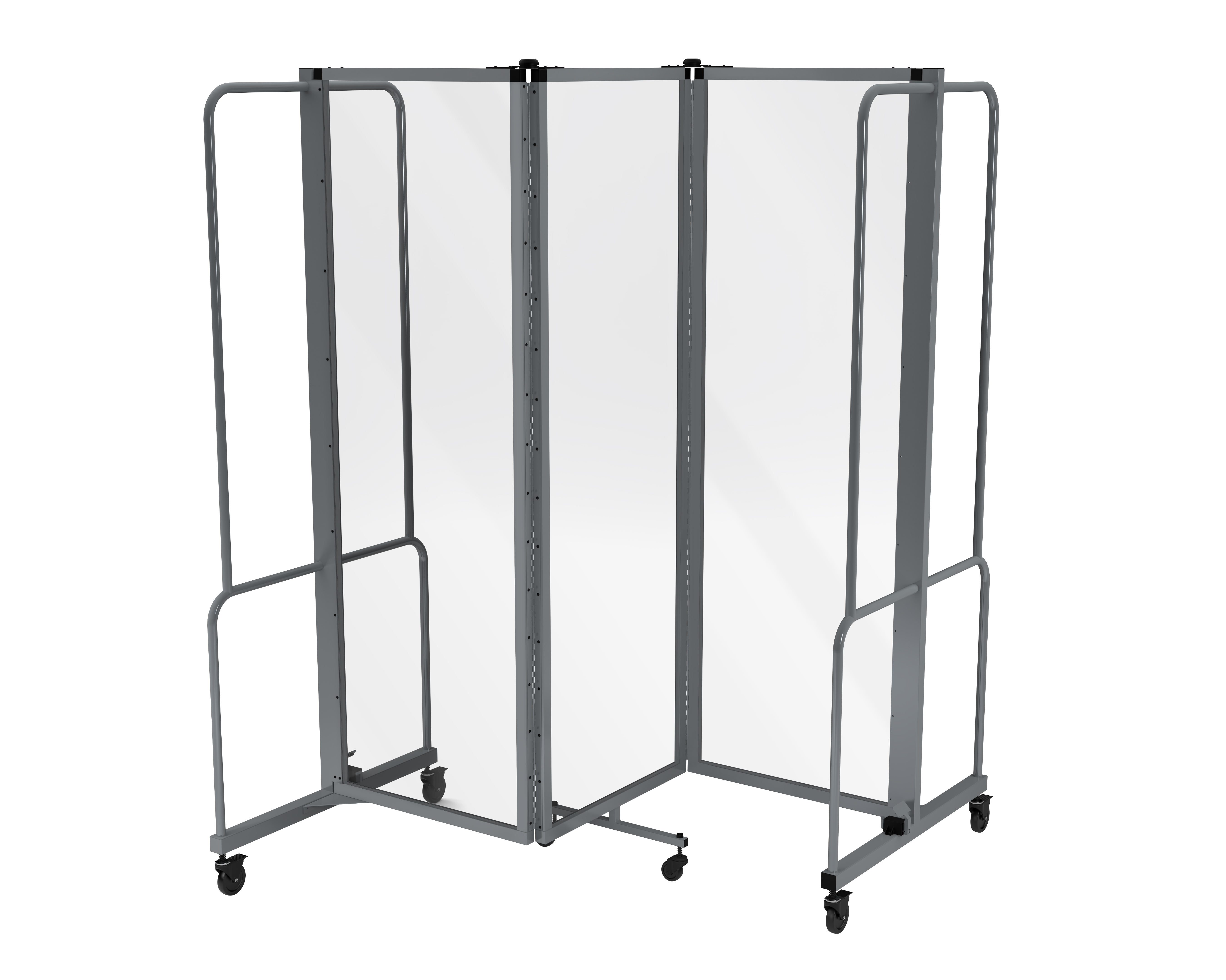 Hampden Furnishings Otis Collection Portable Room Divider, 3 Transparent Panels, Grey Frame