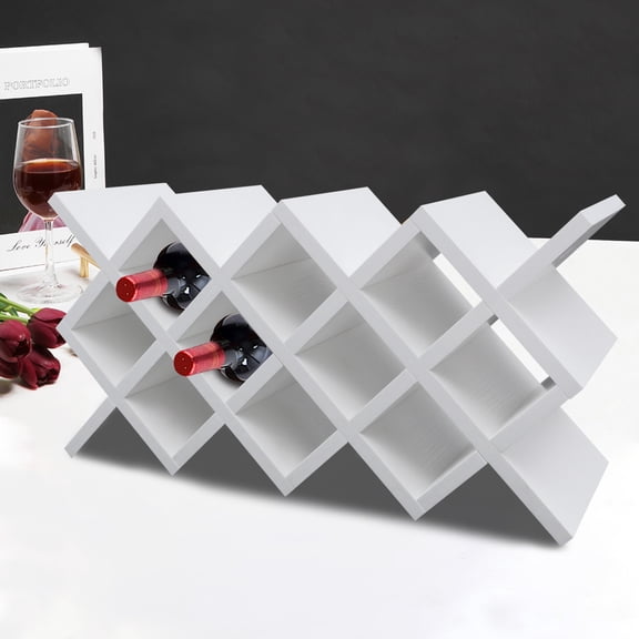 10-Compartment Bottle Wine Rack, White Detachable Wooden Particle Board Wine Storage Rack for Home Bar Kitchen