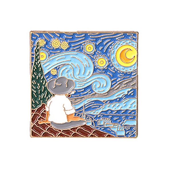 33 Estilos " Van Gogh " Pintura Al Óleo Cielo Estrellado Pin De Solapa Mochila Insignia Colección Regalos Para Amigos Ropa Accesorios