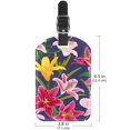 thumbnail image 6 of Square 2Pack PU Leather Rose Pink Yellow Lily Cruise Luggage Tag with Privacy Cover and Name ID Tag for Travel Handbags Backpacks Luggage Tags, 6 of 6