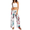 thumbnail image 5 of QAFOPEH Women Christmas Day Print Drawstring Wide Leg Long Pant, 5 of 7