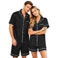 thumbnail image 2 of Dwelliawo Men's Pajama Sets Button Up Pajamas for Women Matching Pajamas Mens Pajamas Set Shorts Couple Pajamas Matching Sets Pajama Sets With Pockets Gray 3xL, 2 of 5
