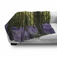 thumbnail image 2 of Woodland Soft Flannel Fleece Blanket, Sunbeams in the Forest of Bluebells Blooms Deep in Woodland Oxfordshire, Cozy Plush for Indoor and Outdoor Use, 70" x 90", Violet Green Yellow, by Ambesonne, 2 of 5