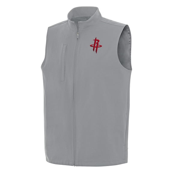 Men's Antigua Gray Houston Rockets Regard Full-Zip Vest
