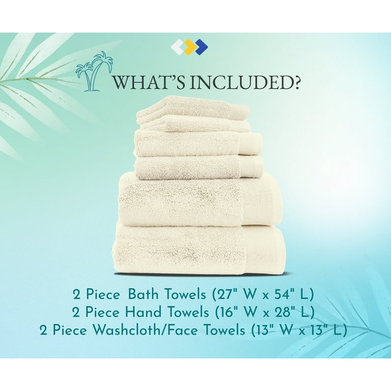 Luxury White Bath Towel Set - Combed Cotton Hotel Quality Absorbent 8 Piece  Towels | 2 Bath Towels 700GSM | 2 Hand Towels | 4 Washcloths [Worth