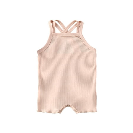 

Infant Baby Girls Romper Solid Color Sleeveless Bodysuit