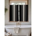 thumbnail image 7 of Kitchen Curtains 54 Inches length, Black Beige Striped Window Treatment Curtain Drapes, Modern Farmhouse Retro Lines Thermal Insulated Drapes for Basement Hotel RV, 42"x54", 2 Panels, 7 of 7