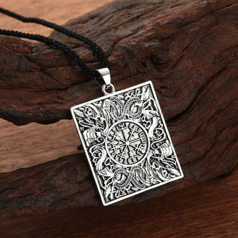Viking Norse Helmet Horror Runic Necklace Magical Staves Scandinavian  Compass Rune Amulet Slavic Collier Pendant Choker - Walmart.com