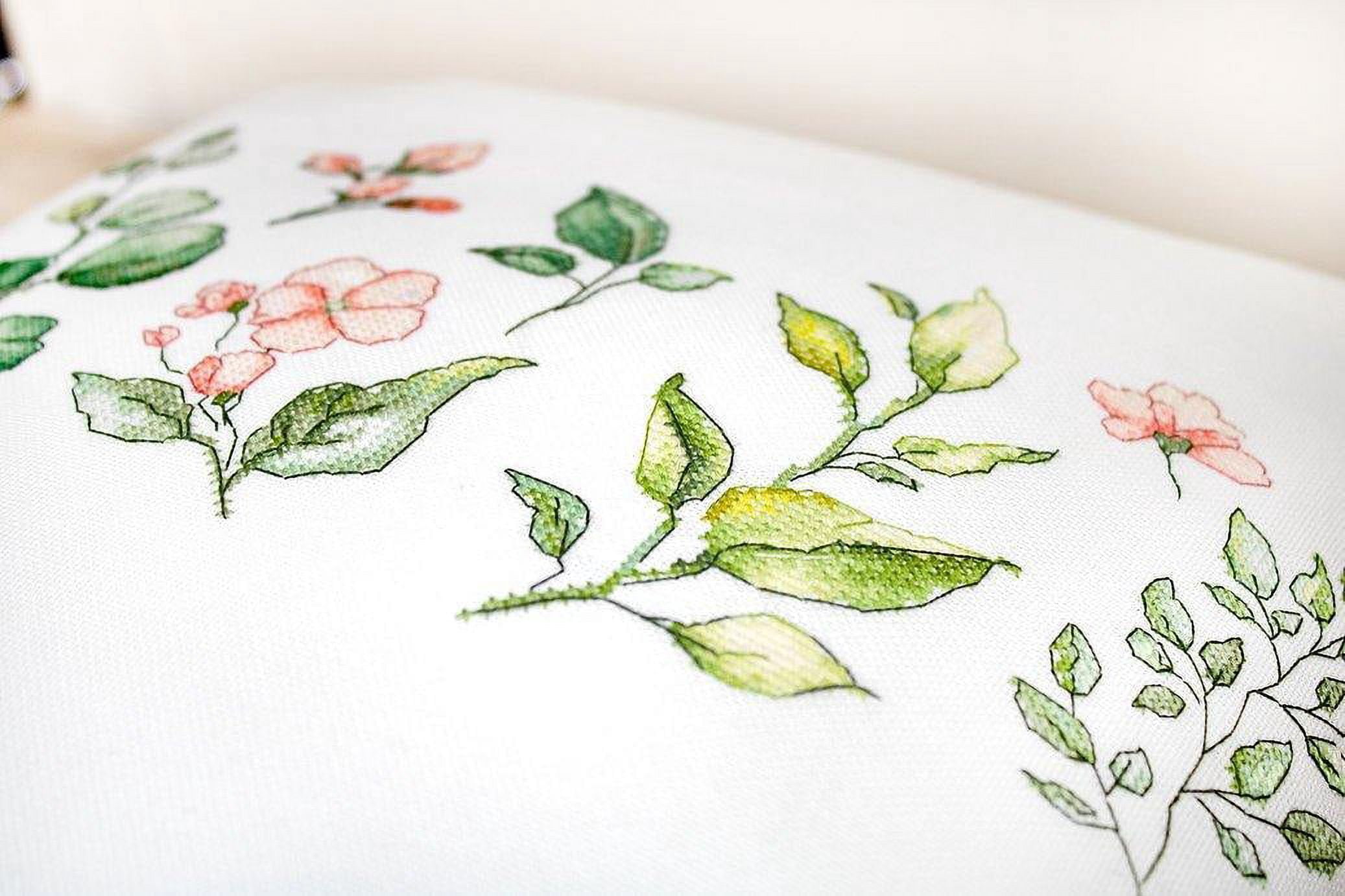 Luca-S Floral Sprigs Pillow Cover Counted Cross-Stitch Kit
