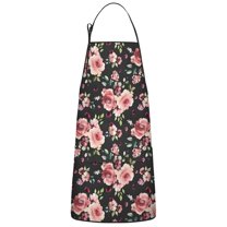 Pioneer Flower Floral Print Pattern Apron-Garden Aprons for Women with Pockets-Cotton Linen Waterproof Kitchen Cooking Gardening Aprons Adjustable for Kitchen,Cooking,BBQ and Salon 33x27 Inch