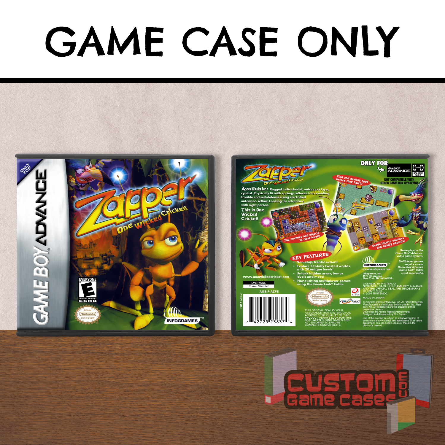 Zapper One Wicked Cricket (GBA) Game Boy Advance Game Case with Cover
