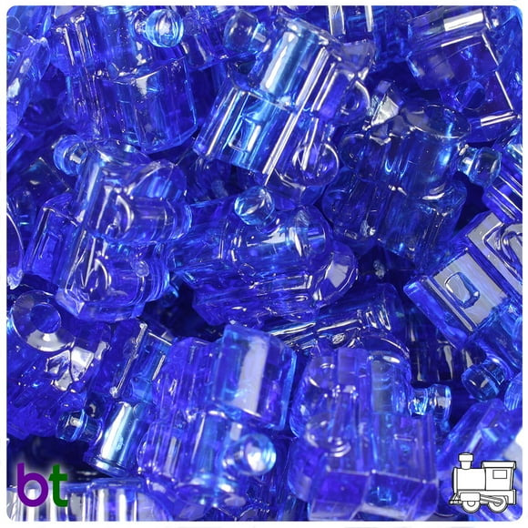BeadTin Dark Sapphire Transparent 22mm Train Pony Beads (24pcs)