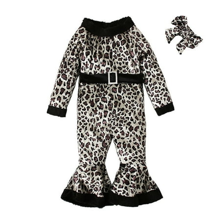 

REORIAFEE First Birthday Outfit Girl Toddler Kids Baby Girls Christmas Fashion Cute Trumpet Long Sleeve Bow Jumpsuit Flared Pants Suit Brown 3-4 Years