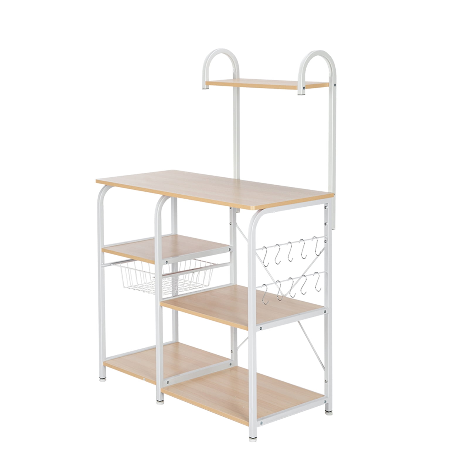 Private Jungle Kitchen Baker's Rack Utility Storage Shelf 35.5" Microwave Stand 4-Tier+3-Tier Shelf for Spice Rack Organizer Workstation with 10 Hooks,Light Beige Private Jungle Kitchen Baker's Rack Utility Storage Shelf 35.5" Microwave Stand 4-Tier+3-Tier Shelf for Spice Rack Organizer Workstation with 10 Hooks,Light Beige