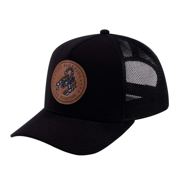 Unisex V2 Embroidered And Laser-Engraved Scorpius Zodiac (October 23, November 21), 5-Panel Trucker Hat, Black/Black, Adjustable Fit