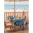 thumbnail image 2 of Outdoor Tablecloth with Umbrella Hole for Patio/Picnic/Party/Camping, Pink Flamingo Waterproof Table Cloth Rectangle Table Cover Washable, Summer Watercolor Tropical Green Palm Leaves (60"x 120"), 2 of 8