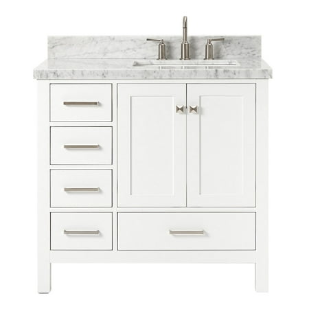 ARIEL CAMBRIDGE 37 IN. RIGHT OFFSET SINGLE SINK VANITY IN WHITE