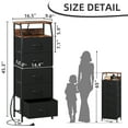 thumbnail image 3 of Eunos Black Tall Nightstand with Charging Station and LED for Bedroom, 5 Drawer with Storage Shelfs, 3 of 8