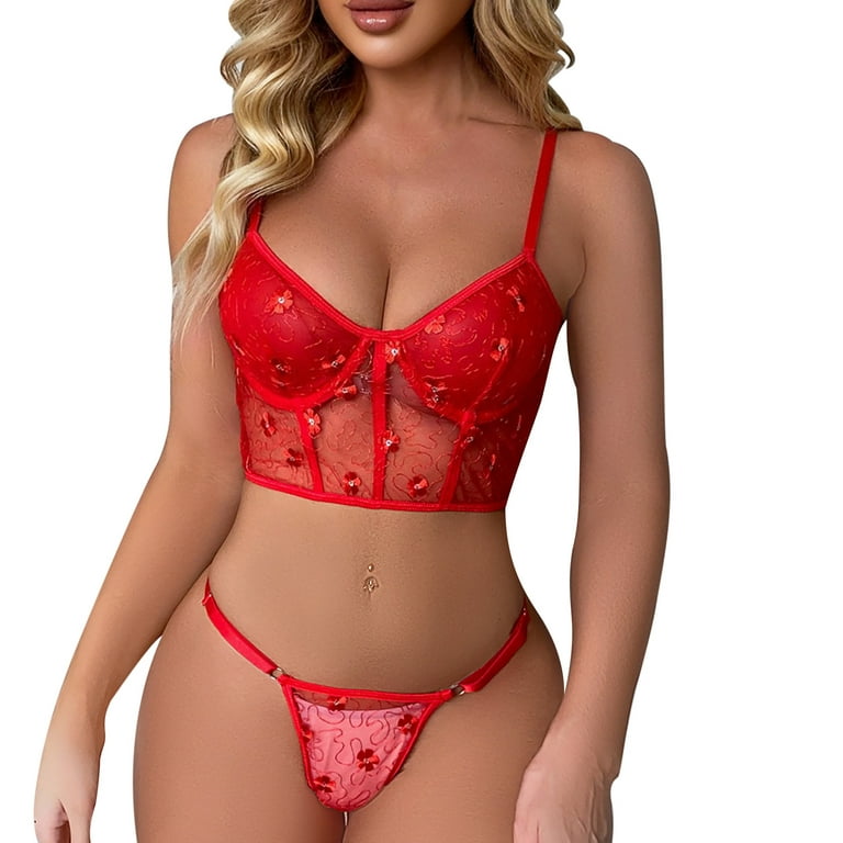 Bras Sets Womens Underwear Net Sexy Panty Ladies Cute Bra Set Lingerie  Anniversary Valentines Day Gifts Drop Delivery Apparel Dhjsv