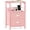 Pink, variant on Furologee End Table with Charging Station, Nightstand with Fabric Drawers, Side Tables with USB Ports & Outlets, Night Stand with Storage Shelf & Hooks, for Living Room/Bedroom, White