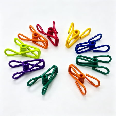 10 Pcs Colorful PVC Coated Bag Clips Multipurpose Kitchen Sealers Household Food Fresh Keepers Laundry Clothes Pins Assorted Plastic Fasteners Desktop Paper Holders Ideal for Daily Use