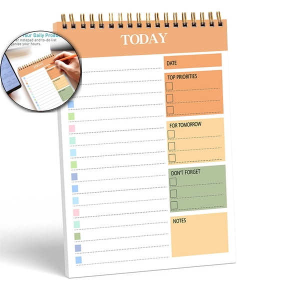 VQPeo A5 Coil Daily Planner, High Color Notebook, Portable Learning Schedule Book for Organization