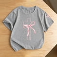 thumbnail image 2 of shoper Girls Cute Christian Shirts Kids Pink Bow Shirt Jesus God Faith Tshirts Verse Graphic Tee Tops (Grey), 2 of 4