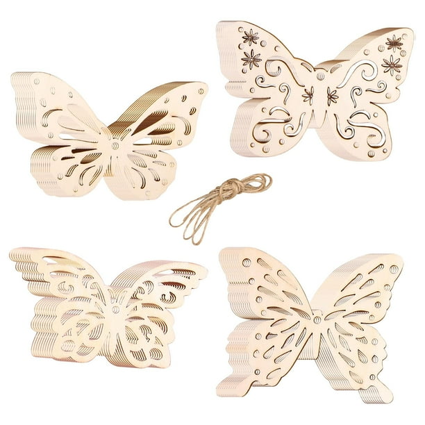 Kit De 30 Mariposas De Madera Para Pintar Con 6 Diseños Diferentes Y 8 Rotuladores – Manualidades DIY Creativas Para Niños Y Adultos