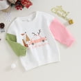 thumbnail image 4 of Mercatoo Girls Infant Toddler Christmas Sweatshirt Letter Car Print Cute Pattern Long Sleeve Crewneck Pullover Clothes, 4 of 8