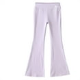 thumbnail image 2 of Girls Flared Yoga Pants For Everyday Wear Stretchy Bootcut Leggings Soft Comfortable Casual Outdoor Play Active Sports Trendy Girls Pants Purple 6-7 Years, 2 of 3
