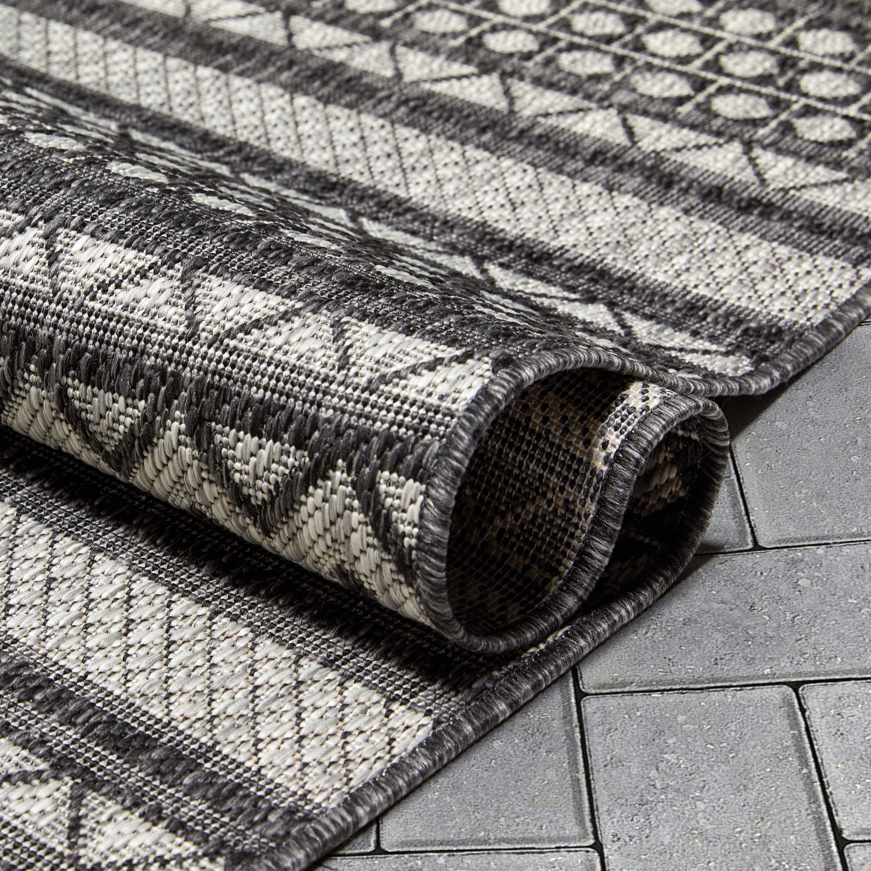 Well Woven Fallon Arwen Modern Tribal Black 2'7" x 9'10" Runner Hi-Lo Indoor/Outdoor Rug