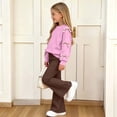 thumbnail image 4 of Enjoytime Girls' Clothing Sets Long Sleeve Bow Crew Neck Sweatshirt Flare Pants 2 Piece Outfits Fashion Fall Winter Clothing Set, 4 of 8