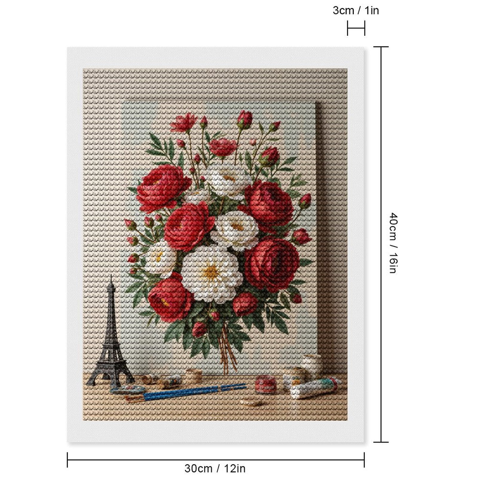 Diamond Art Kits for Adults, Floral Art Canvas Red White Blossoms 5D Diamond Painting Kits for Adults Beginners, DIY Full Drill Diamond Painting, Gem Art and Crafts 12x16