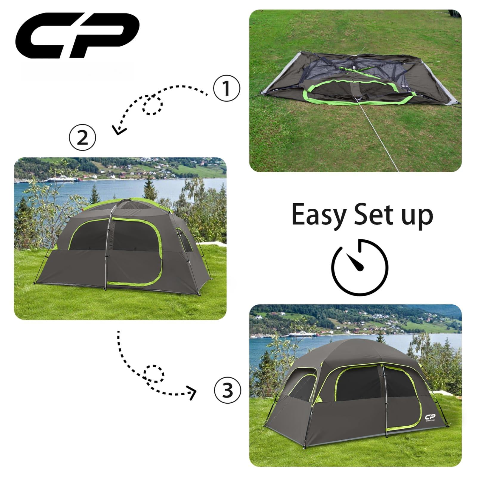 Upgraded 6/8 Person Camping Tents  Waterproof Windproof Family Tent With Larger Mesh Windows & Door Double Layer Easy Set Up All-season Dome Top Rainfly Carry Bag