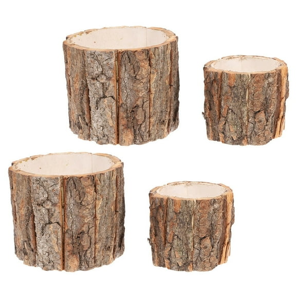 4 Pcs Vases for Flowers Planta Artificial Tree Trunk Flower Vase Bark Flower Vase Tree Bark Bark Chic Wood