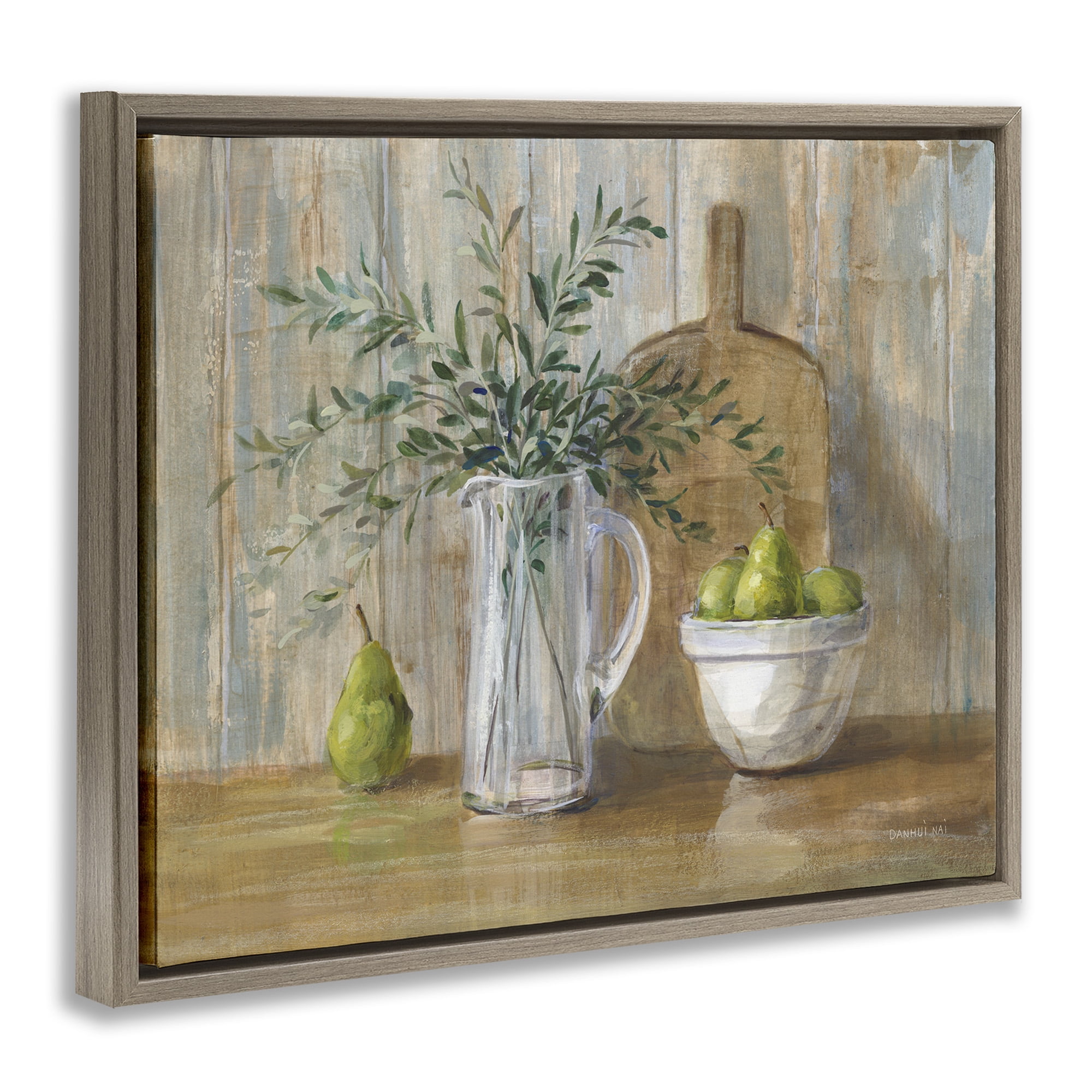 Stupell Industries Rustic Pears Still Life Food & Beverage Painting Brown Floater Framed Canvas Art Print Wall Art, 31 x 25