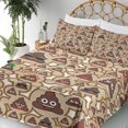 thumbnail image 3 of Ambesonne Poop Emoji Fitted & Top Sheet Set with Shams, Fun Pile of Poo Print, Beige Umber and White, 3 of 5