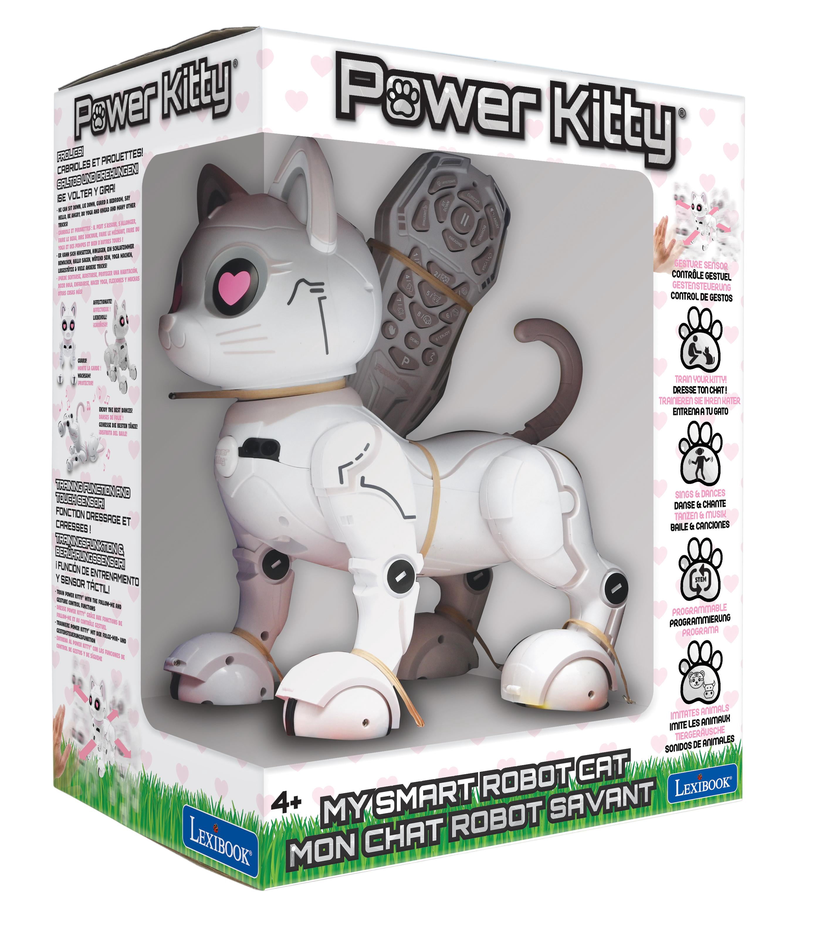 Lexibook Power Kitty Remote Control Robot Cat, Programmable Smart Robot, Light, Sound, White/Pink