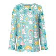 thumbnail image 4 of Lumtrix Easter Shirts For Women Bunny Graphic Tee Long Sleeve Eggs Print Tee Tops For Teen Girls Light Blue L, 4 of 7