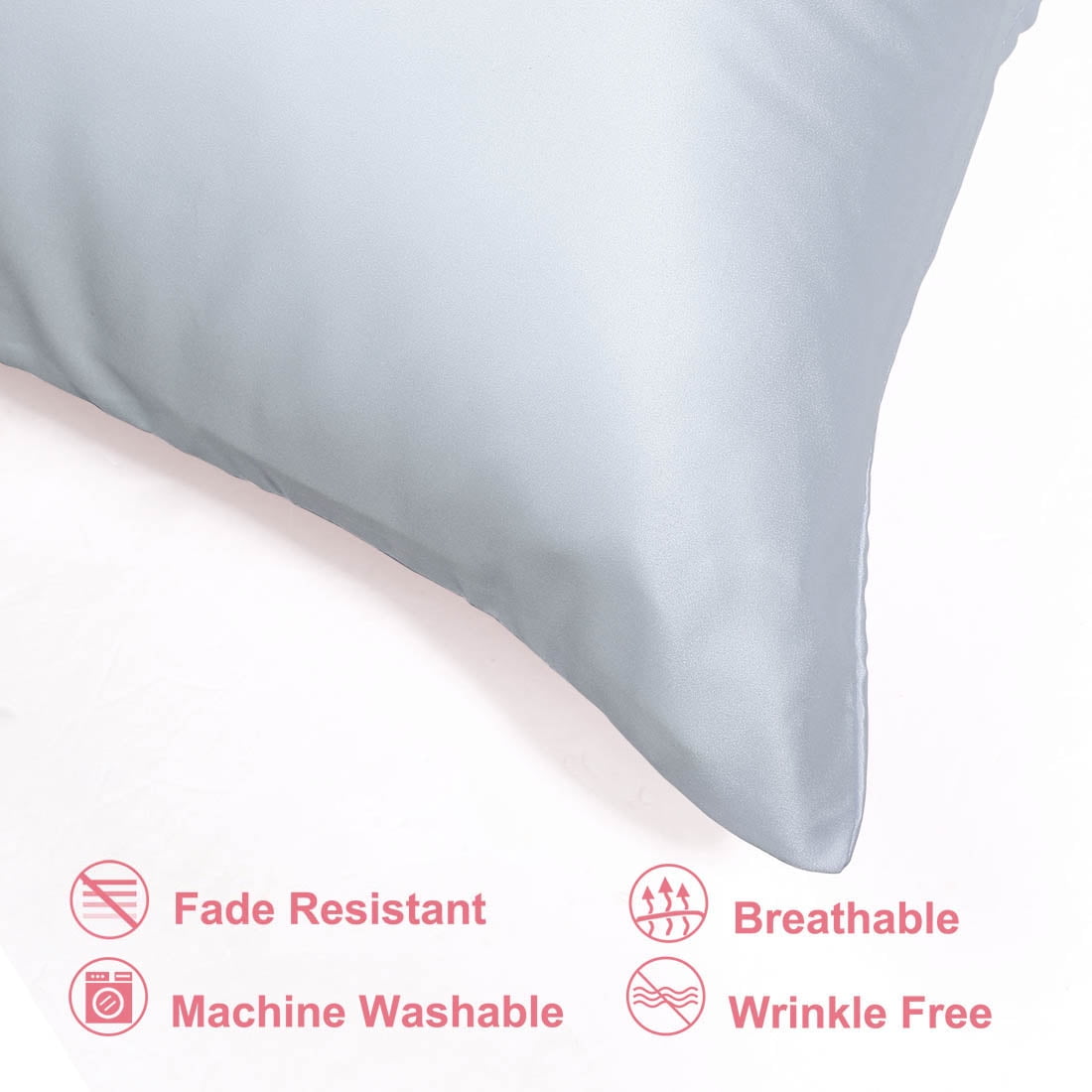 Unique Bargains Set of 4 Silky Satin Pillowcases Pillow Cover Silver King