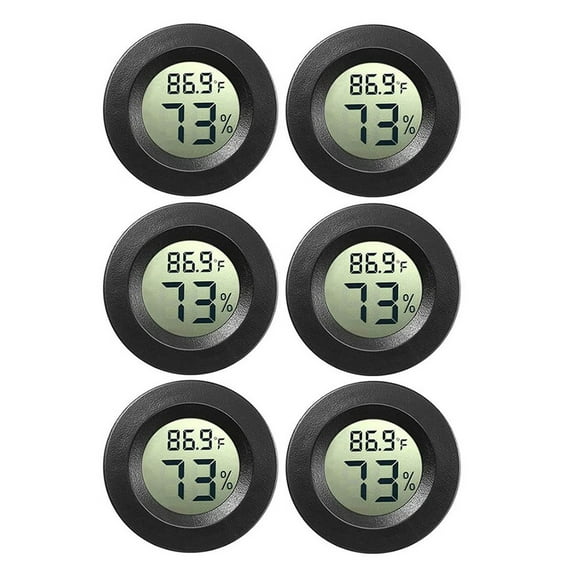 6-Piece Mini Digital Hygrometer With Convertible Temperature And Humidity Meter