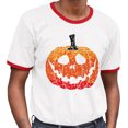 thumbnail image 2 of Pumpkin Face Ombre Ringer Tee Shirt Unisex X-Large White/Red, 2 of 5