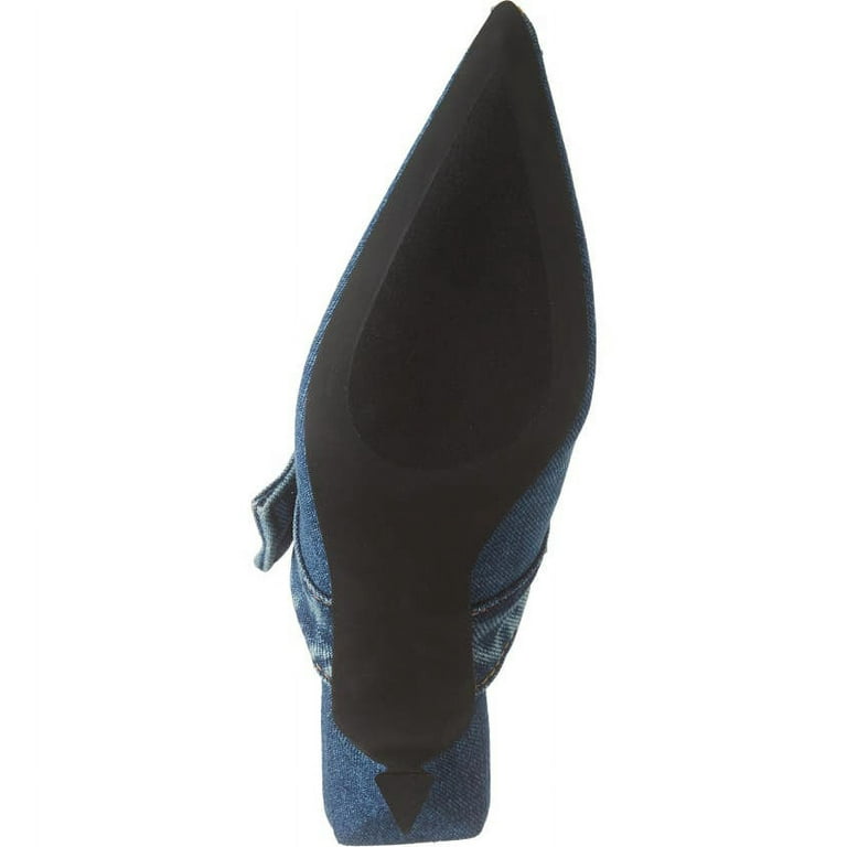 Jeffrey Campbell Genes Blue Denim Pointed Toe Slip On Mule Mid